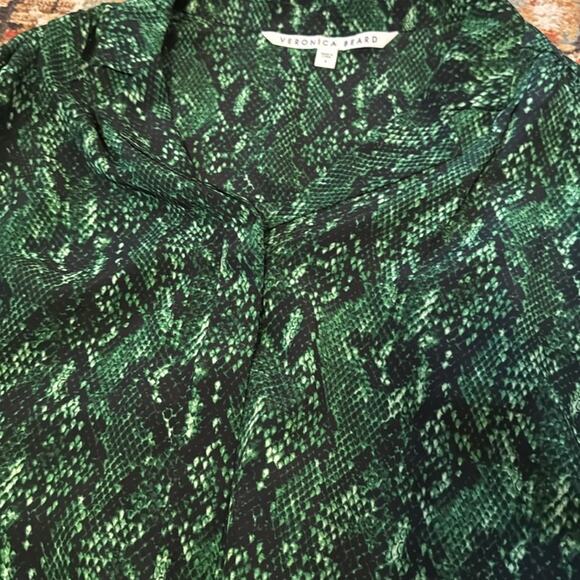 Veronica beard merci python silk Kelly green black size 4 - Picture 5 of 5